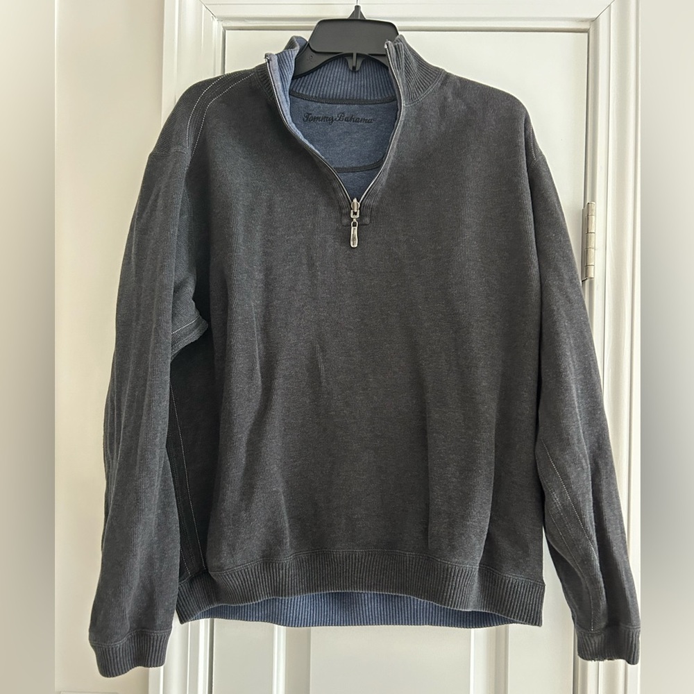 Gray/Nave Reversible Men’s Quarter-Zip Sweater